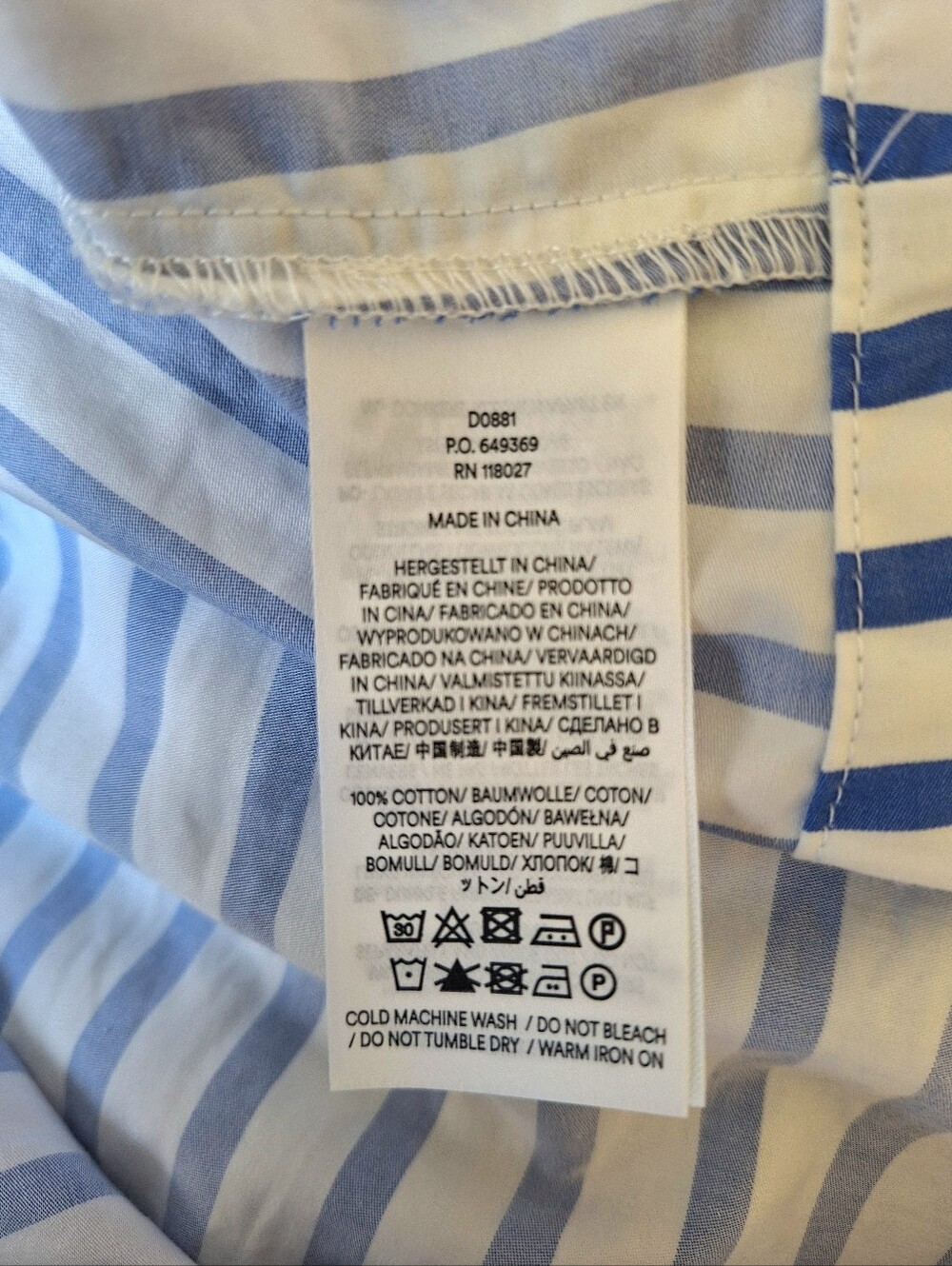 Boden Women's Blue White Striped Cotton Smocked Waist Button Front Shirt Dress 4 - Picture 13 of 13